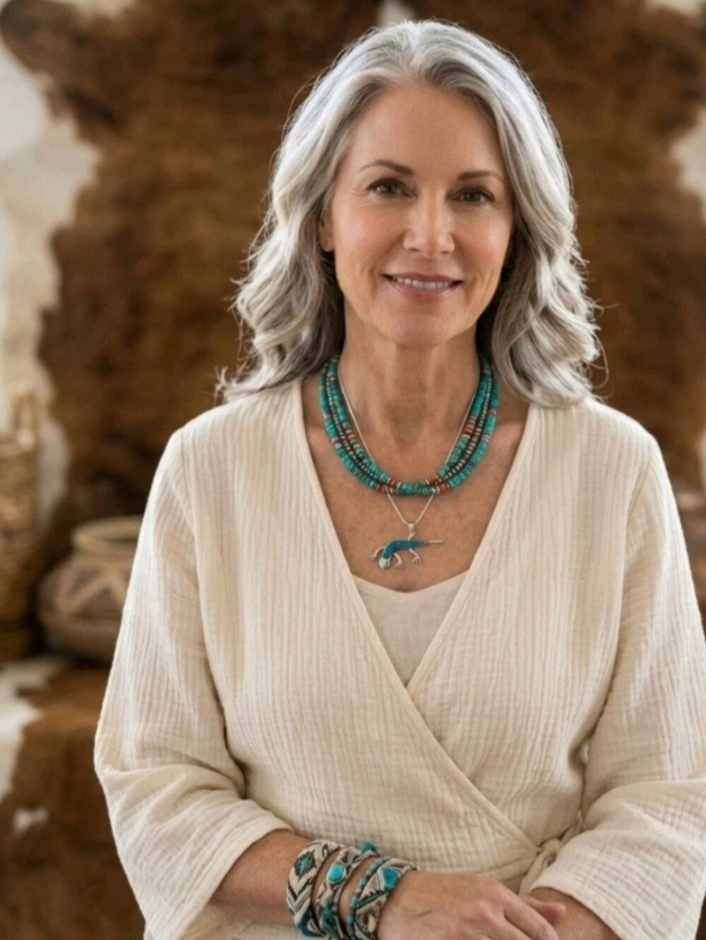 Sterling Silver Navajo-Style Turquoise Bead Necklace